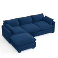thumbnail image 6 of 110.2" Cloud Couch, Lofka Sectional Couch with Ottoman, Upholstered Couches for Living Room Bedroom,Blue(Plush Corduroy Fabric), 6 of 14