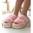 thumbnail image 5 of Pink Fuzzy Slippers for Women - Ultra-Soft Skin-friendly Dual-Strap Furry Slippers | EVA Cushioned Non-Slip Sole | Cozy Memory Foam Women House Slippers | Indoor and Outdoor Cloud Slippers, 5 of 6