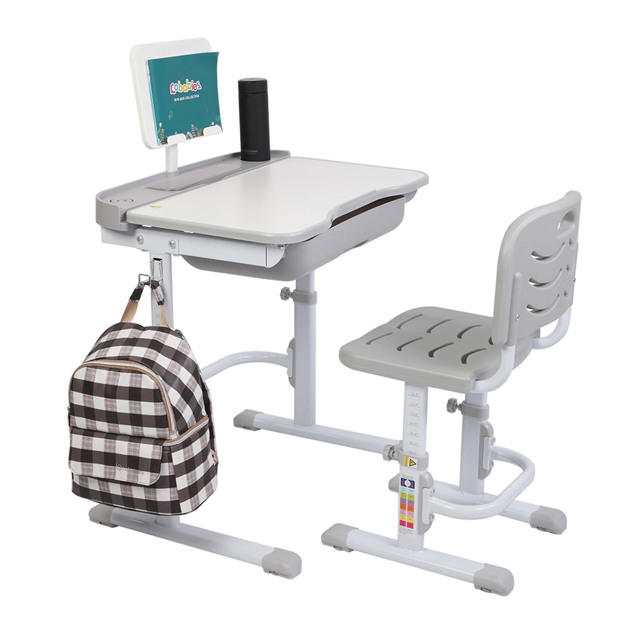 Kids Desk And Chair Set Height Adjustable Study School Writing Desk Bag Table 