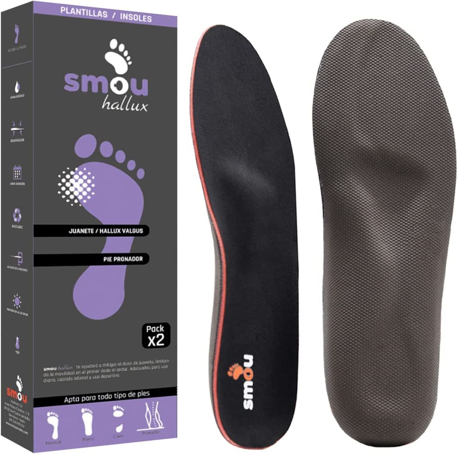 SMOU HALLUX Orthopedic Insoles for Bunions Pain Relief Helps