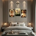 thumbnail image 3 of Hieng Sacred Heart Wall Art 3 Pieces Jesus Mary Portrait Pictures Christian Catholic Canvas Prints Cross Dove of Peace Paintings for Church Decor Unframed, 3 of 6