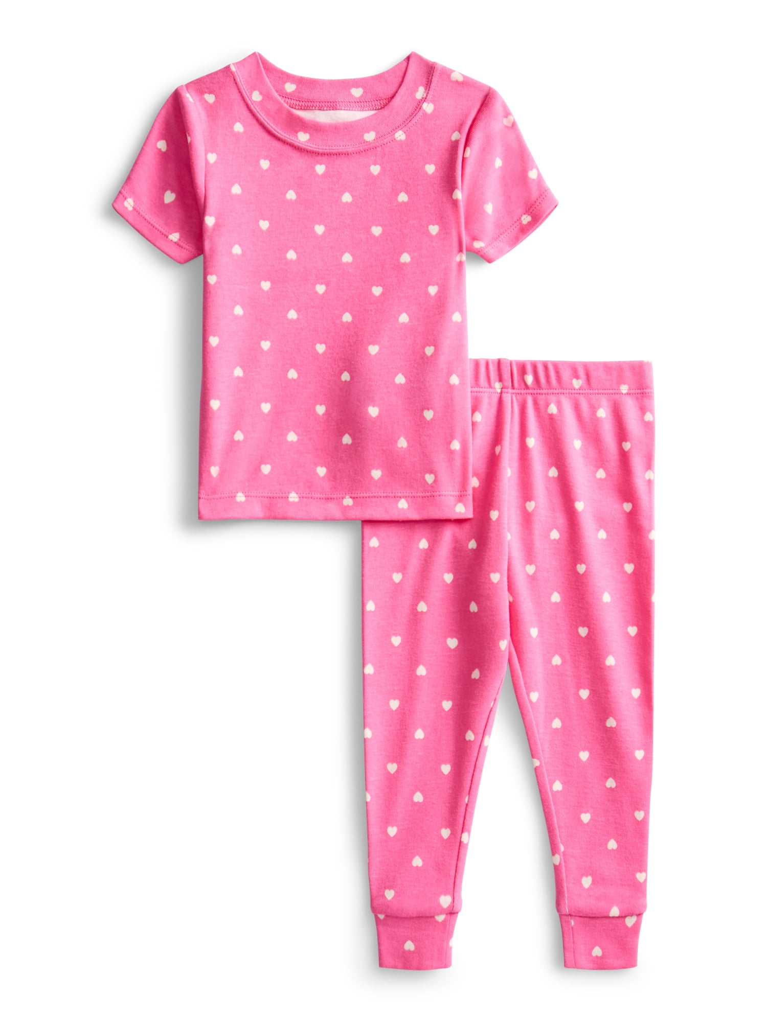 Wonder Nation Toddler Boys or Girls Cotton Snug Fit Short Sleeve Pajama Top and Pants Set, 6-Piece, Sizes 12M-5T