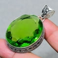 thumbnail image 3 of Peridot Gemstone Pendant Handmade Unique Design Oval Shape Vintage Jewelry 2.30", 3 of 3