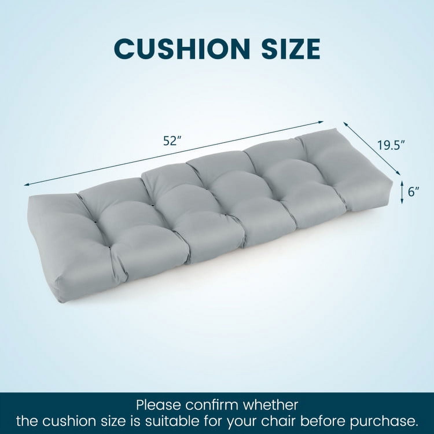 Aimee Lii Indoor Outdoor Tufted Bench Cushion with Soft PP Cotton, Gray Aimee Lii Indoor Outdoor Tufted Bench Cushion with Soft PP Cotton, Gray
