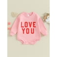 thumbnail image 2 of SUNSIOM Barboteuse Bébé Saint-Valentin Manches Longues Col Rond Imprimé Lettre Combinaison Garçon Fille, 2 of 9
