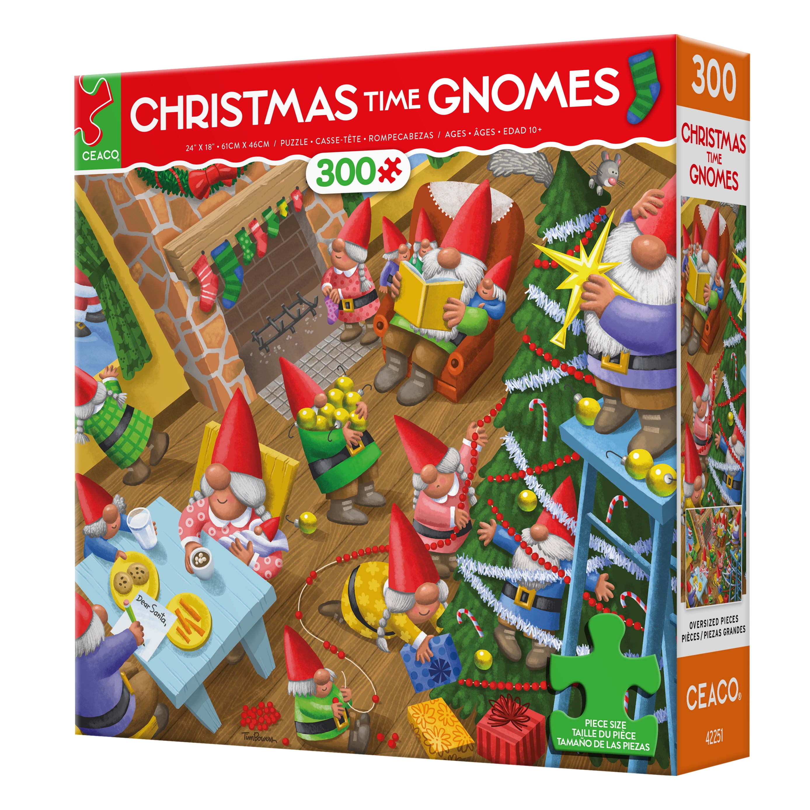 Ceaco 300-Piece Holiday Christmas Time Gnomes Interlocking Jigsaw Puzzle