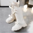 thumbnail image 5 of BXJX Girls Mid-Calf Boots, Side Zipper Non-Slip Soft Sole Lace-up Winter Riding Boots Beige Size 12 Little Kids, 5 of 7