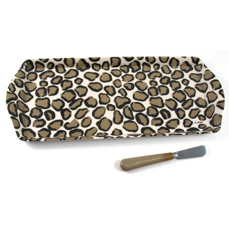 Lolita Melamine Love My Party Leopard Hostess Tray and Spreader Set, 15 x 6.5 Inch