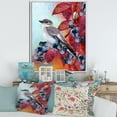 thumbnail image 3 of Designart Little Gray Bird On Red Autumn On Blueberry Twig FLOAT FRAME WALL ART, 3 of 4