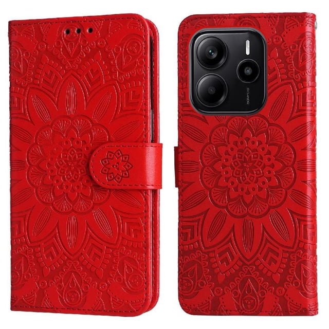 Funda tipo cartera GANGXUN para Xiaomi Redmi Note 14 4G , diseño girasol, cuero PU, soporte, cierre magnético, tarjetero