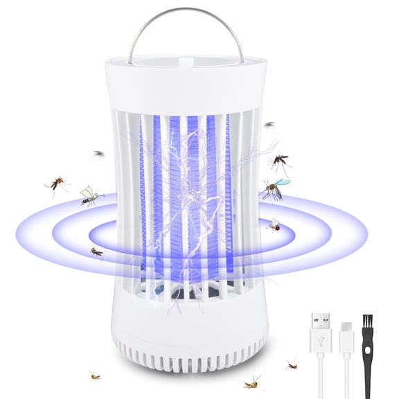G · PEH Bug Zapper, Portable USB Electronic Rechargeable Mosquito Killer Lamp Outdoor Camping Patio Mosquito Trap Indoor and Outdoor Moth Trap Bug Killer Mosquito Killer Light (White)