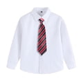 thumbnail image 2 of NAFUU Kids Boys Shirts Long Sleeve Solid Color Lapel Dress Shirt With Tie School Formal Wear Classic Fit Blouses For Boys Trendy Sizes 3-4 Years, 2 of 4