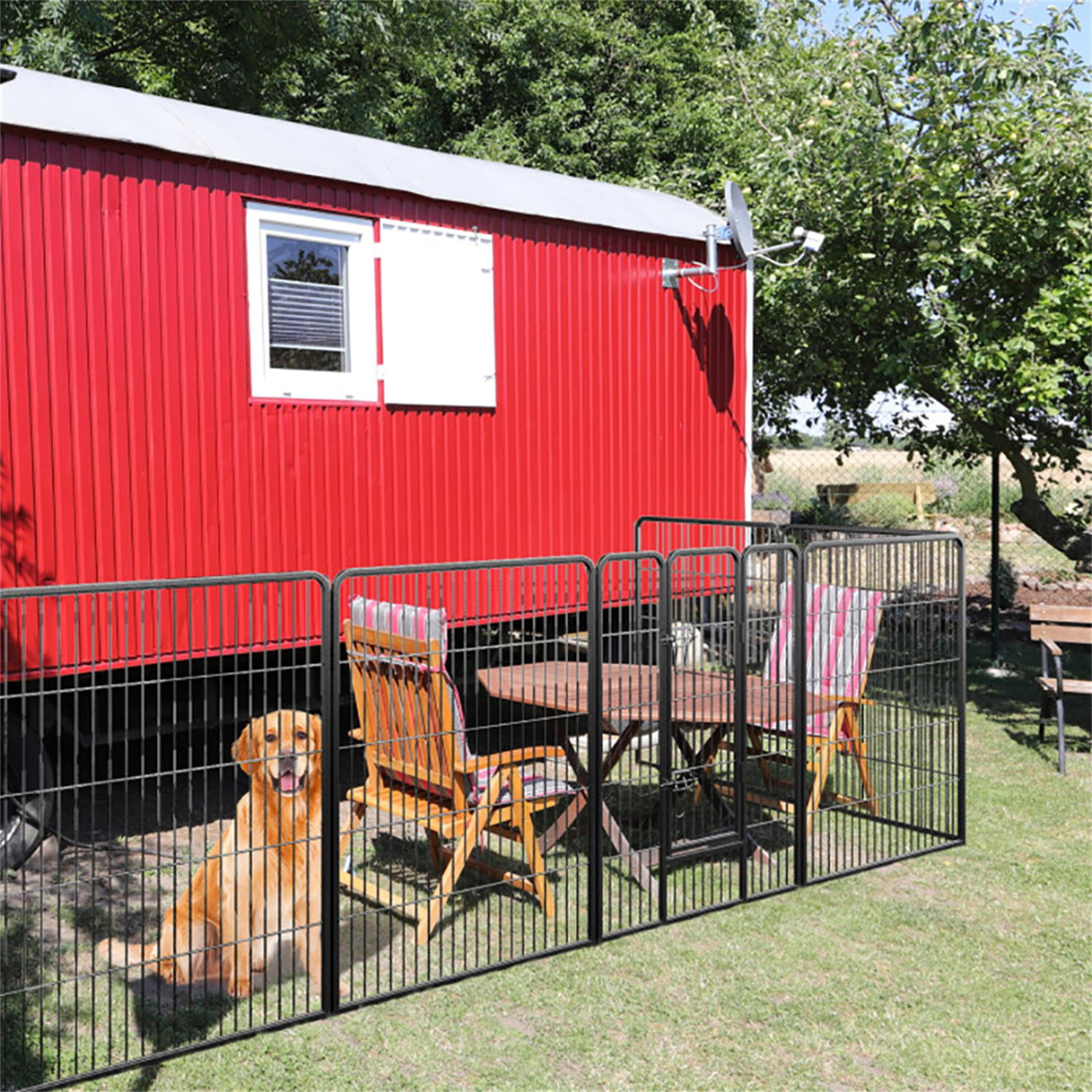 Demi Bonn 31"x40" Dog Playpen Outdoor 8-Panels Dog Pen Large Indoor Metal Puppy Pet Playpen for Small Dogs Run Fence, Black