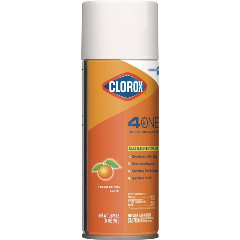 Clorox, 4-in-One Disinfectant & Sanitizer, 14oz Aerosol, Citrus