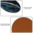 thumbnail image 5 of Whale 6-Piece Microfiber Leather Round Coaster Set, 11x11 cm/4.3x4.3 in, Drink Coasters for Home and Office, Easy to Clean, Black Color, 5 of 6