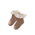 thumbnail image 2 of xiaxaixu Toddler Ribbed Sock Pair, Lacing Hem Elastic Cuff Middle Stockings, 2 of 7