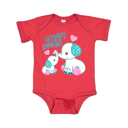 

Inktastic Granny Loves Me-cute Elephants Gift Baby Boy or Baby Girl Bodysuit