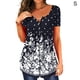 thumbnail image 2 of Qarigey Camiseta de poliéster para mujer, blusa plisada con estampado y cuello de pico, blusa lavable transpirable para interiores y exteriores, Prendas para la parte del cuerpo Blanco negro S, 2 of 5