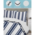thumbnail image 4 of Quilts Full Size Bedding Set, Navy Blue Striped Lightweight Quilted Comforter, Farmhouse Aesthetic Modern Stripes Soft Reversible Bedspread Coverlet with Pillow Covers for All Season, 78" x 90", 4 of 7