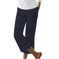thumbnail image 2 of LSLJS Women's Spring and Solid Color Elastic Waist Cotton Linen Versatile Straight Tube Casual Wide Leg Pants Womens Work Pants, 2 of 6