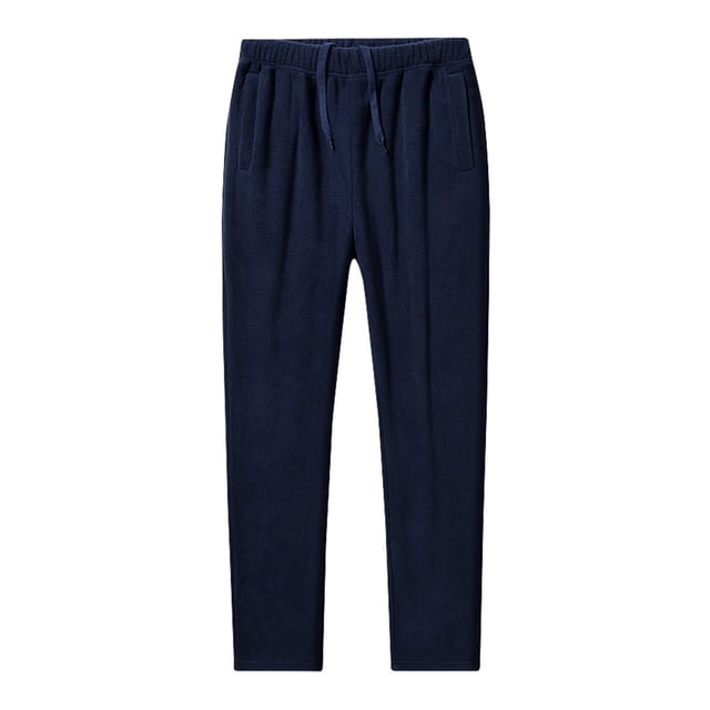 Ceisia Men's All-Season Fleece Thick Warm Gift Pants - Solid Color Straight Leg Elastic Waist Drawstring Pocket Pants