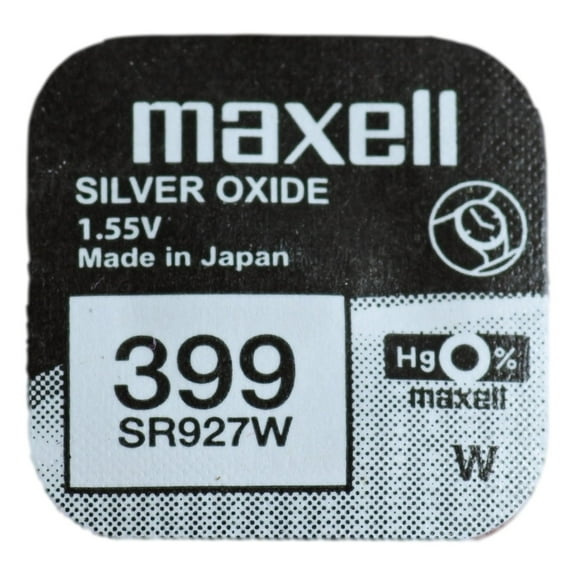 One (1) X Maxell 399 SR927W SB-BP Silver Oxide Watch Battery 1.55v Blister Packed