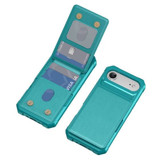 for iPhone Air Case Wallet Credit Card Holder, Back Pocket Flip Kickstand Phone Cover Premium PU Leather TPU Bumper Anti-Scratch Shockproof Protective Rugged Shell, Green
