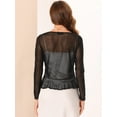 thumbnail image 3 of DARING DIVA Ruffle Long Sleeves Casual Self Tie Mesh Shrugs XS Black, 3 of 6