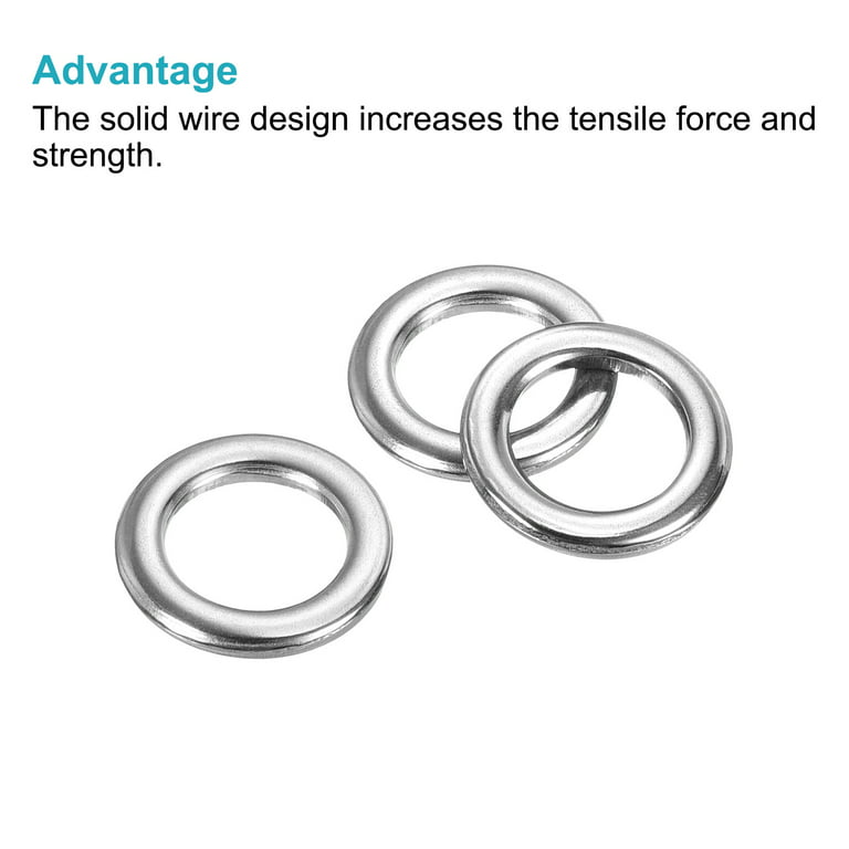 Uxcell 1.8x7x10.6mm Fishing Rings, 50 Pack 304 Stainless Steel