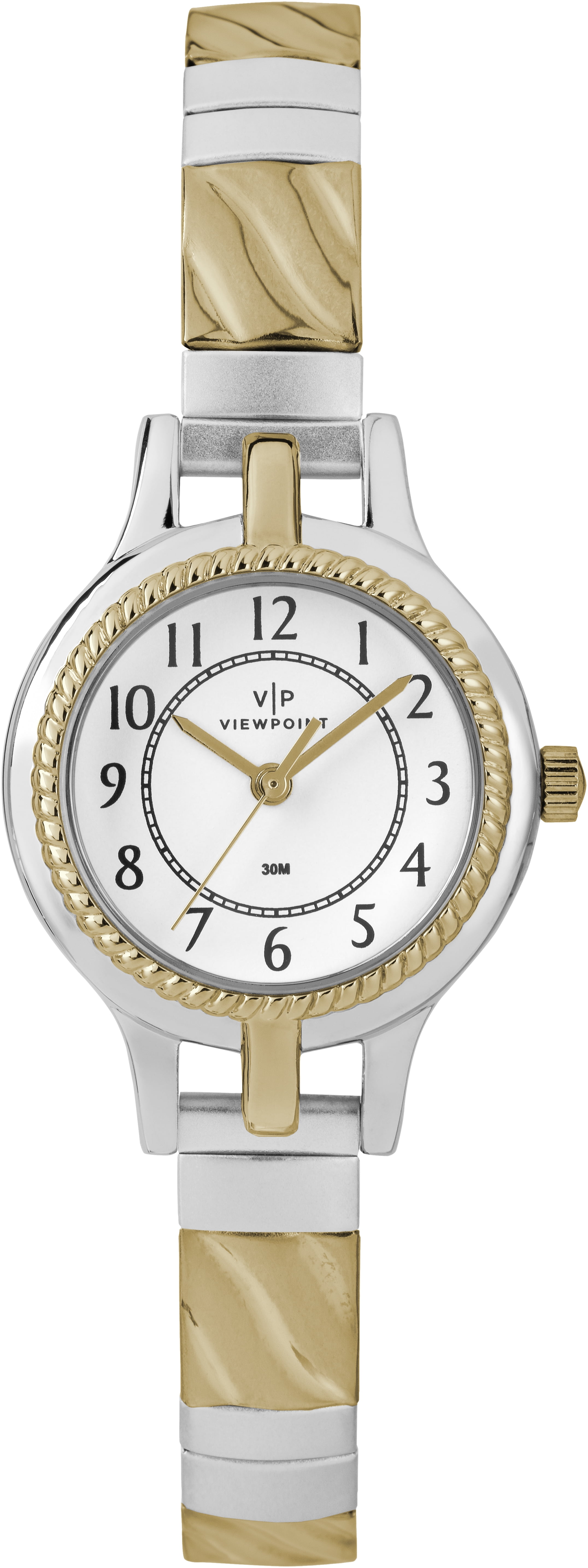 Viewpoint by Timex Women's Two-Tone/White 24mm Fashion Watch, Expansion Band