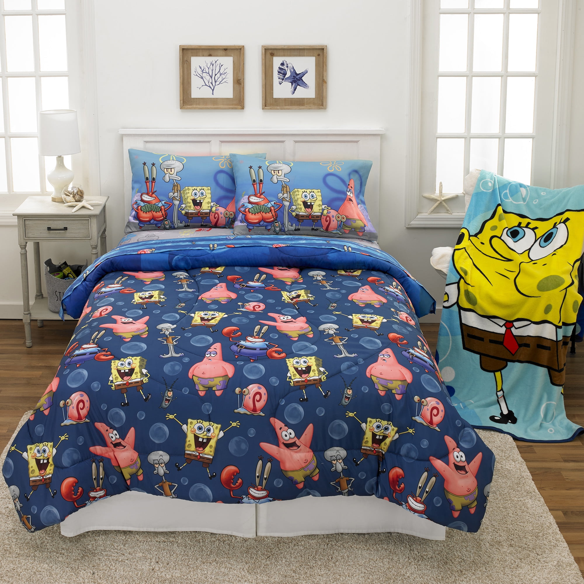 SpongeBob SquarePants Kids Twin Bed in a Bag, Comforter and Sheets, Blue, Nickelodeon - Walmart.com SpongeBob SquarePants Kids Twin Bed in a Bag, Comforter and Sheets, Blue, Nickelodeon - Walmart.com