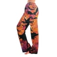thumbnail image 2 of Halloween Pajamas Pants for Women Ladies Drawstring Pumpkins Ghost Pajama Cute Soft Long Wide Leg Pj Pants Purple XL, 2 of 7