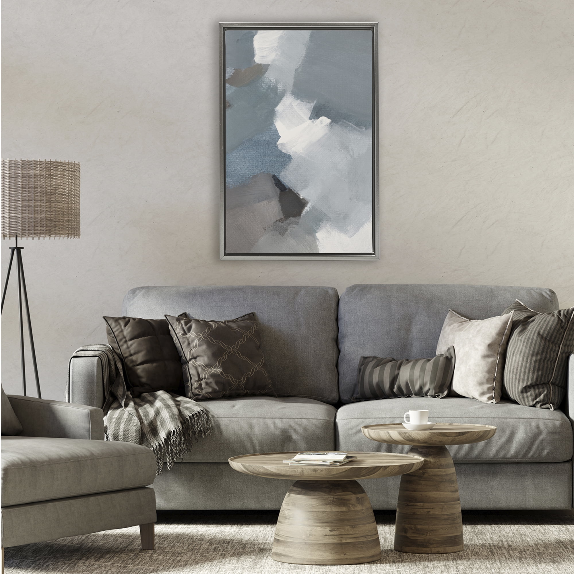 Stupell Industries Stormy Grey Abstract Gray Framed Floater Canvas Wall Art, design by Lanie Loreth