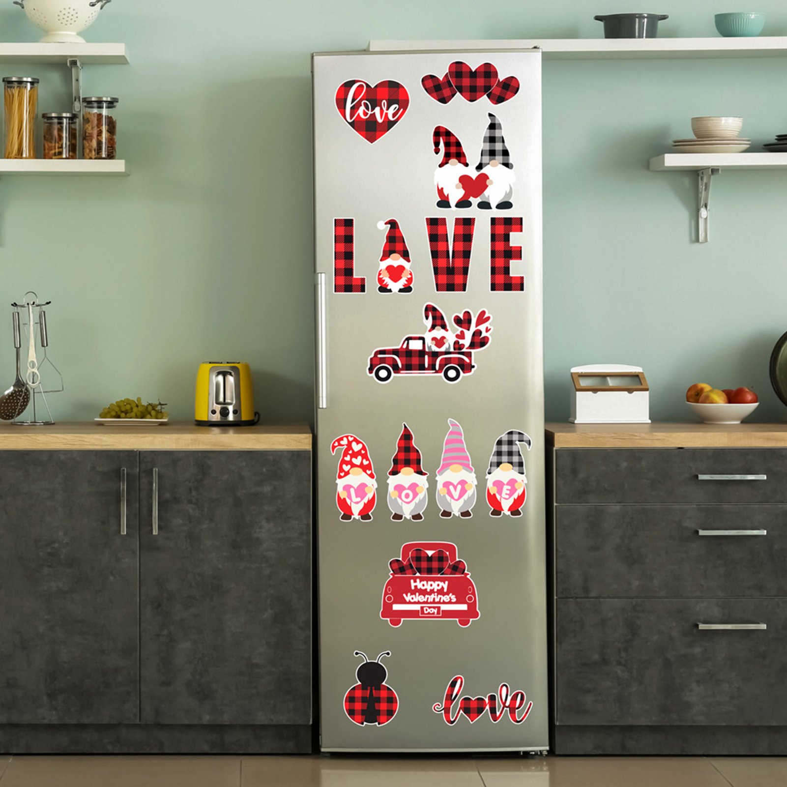 Dream Lifestyle 1 Set Dwarf Pattern Refrigerator Plaid Plastic