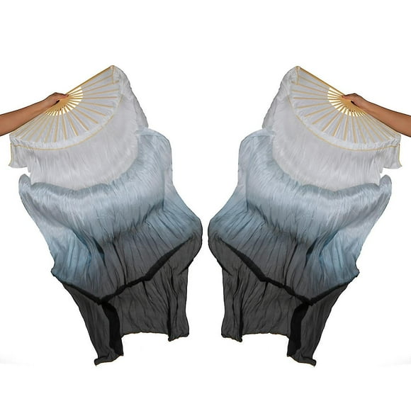 1.8m Belly Dance Silk Tricolor Fan Belly Dance Fan Dance Fan Color Mulberry Silk Left And Right 1 Pair