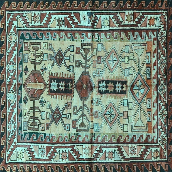 Ahgly Company Indoor Square Persian Light Blue Traditional Area Rugs, 6' Square