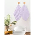 thumbnail image 2 of Purple White Stripe Kitchen Dish Towels for Drying Dishes Set of 2, Modern Minimalist Geometric Striped Waffle Weave Microfiber Hand Tea Bathroom Towels Quick Dry & Absorbent Towel 12x12, 2 of 7
