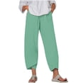 thumbnail image 1 of Timegard Plus Size Pants for Women Elastic Waist Solid Color Comfy Fall Casual Crop Pants with Pockets, 1 of 5