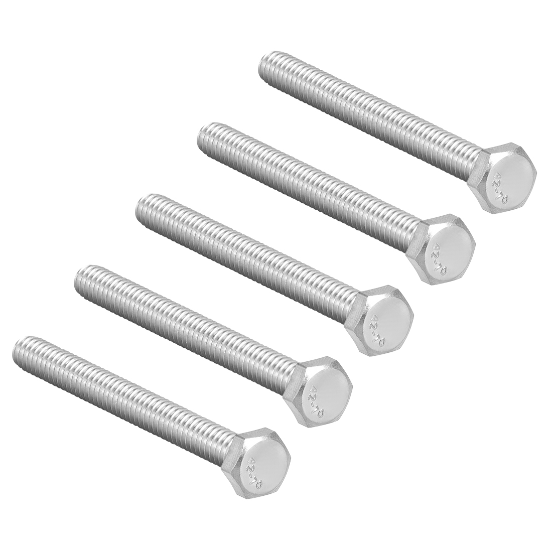 M6 Thread 75mm 304 Stainless Steel Hex Screws Bolts Fastener 5pcs