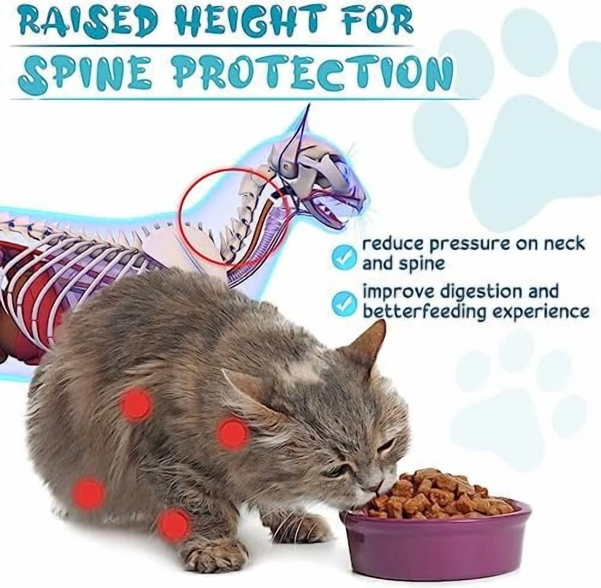 4 Sets Elevated Cat Bowls Ceramic Raised Cat Food Bowls with Metal Stand Dishwasher Safe Dishes Non Slip Elevated Food Plate(Green,Paw)