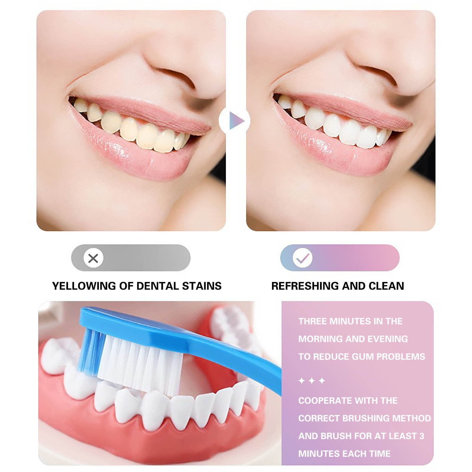 Peach Whitening Toothpaste - Natural Baking Soda Stain Remover for Coffee, Tea & Wine - Fine Foam Cleans & Whitens, Fresh Breath & Healthy Gums - Delicious Peach Flavor, 100g Smile Magic(MulticolorC)