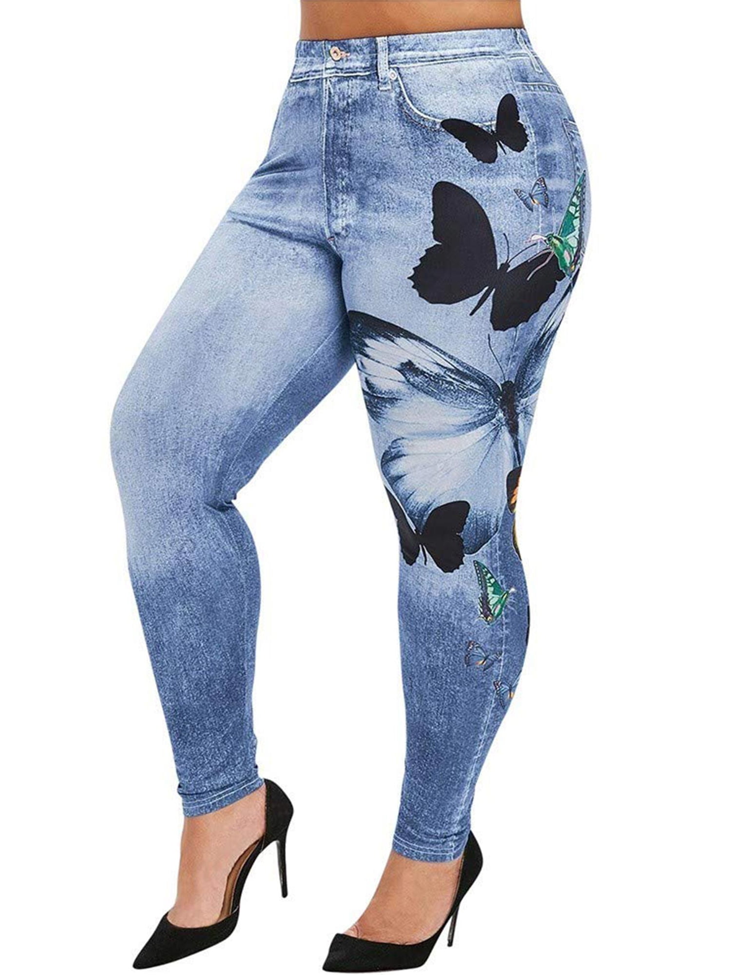 SpringTTC Women Jegging Butterfly Print 