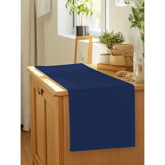 Modern Solid Color Navy Blue Table Runner 13x90in Non-Slip Cotton Linen Table Runners, Minimalist Pure Bleu Marine Dresser Scarves TableRunner for Dinner Kitchen Dining Wedding Party