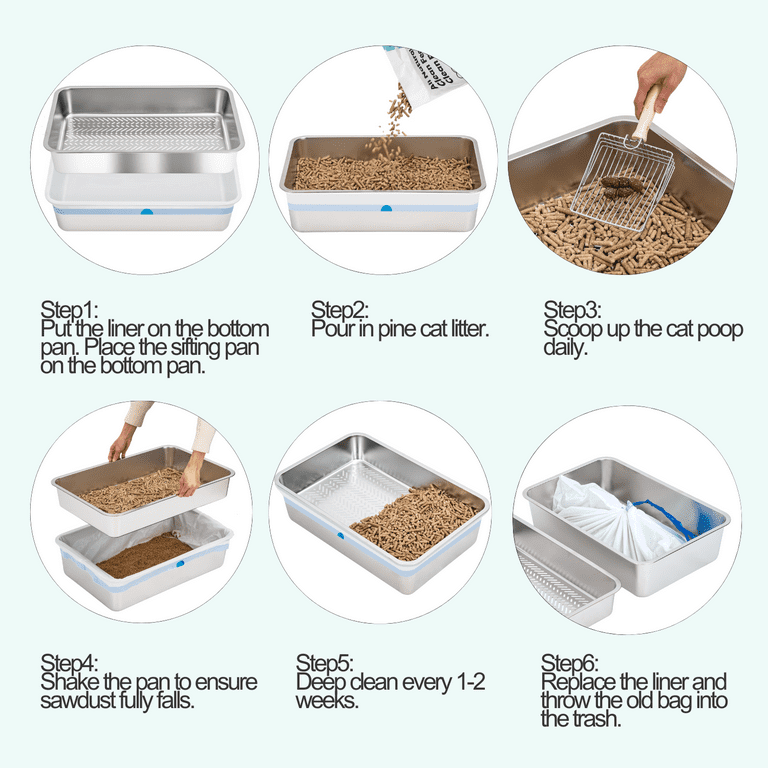 Furrbby XL Stainless Steel Sifting Litter Box for Pine Pellet