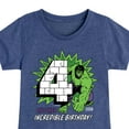 thumbnail image 3 of Marvel Hulk - Incredible Birthday 4 - Toddler And Youth Girls Fitted Short Sleeve Graphic T-Shirt, 3 of 5