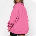 thumbnail image 5 of Womens Oversized Sweatshirt Half Zip,Women's Causal 1/4 Zip Pullover Long Sleeve Collar Sweatshirts Solid Color V Neck Pullover Tops Drop Shoulder Fleece Workout Sweater, 5 of 6
