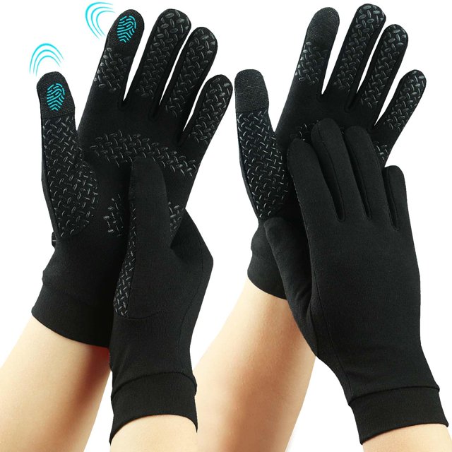Kecartu 2 Pairs Full Finger Compression Arthritis Gloves for Rheumatoid, Osteoarthritis, Carpal Tunnel Pain Relief, Arthritis Hand Gloves for Women Men Support Work Typing (Pure Black,Medium)