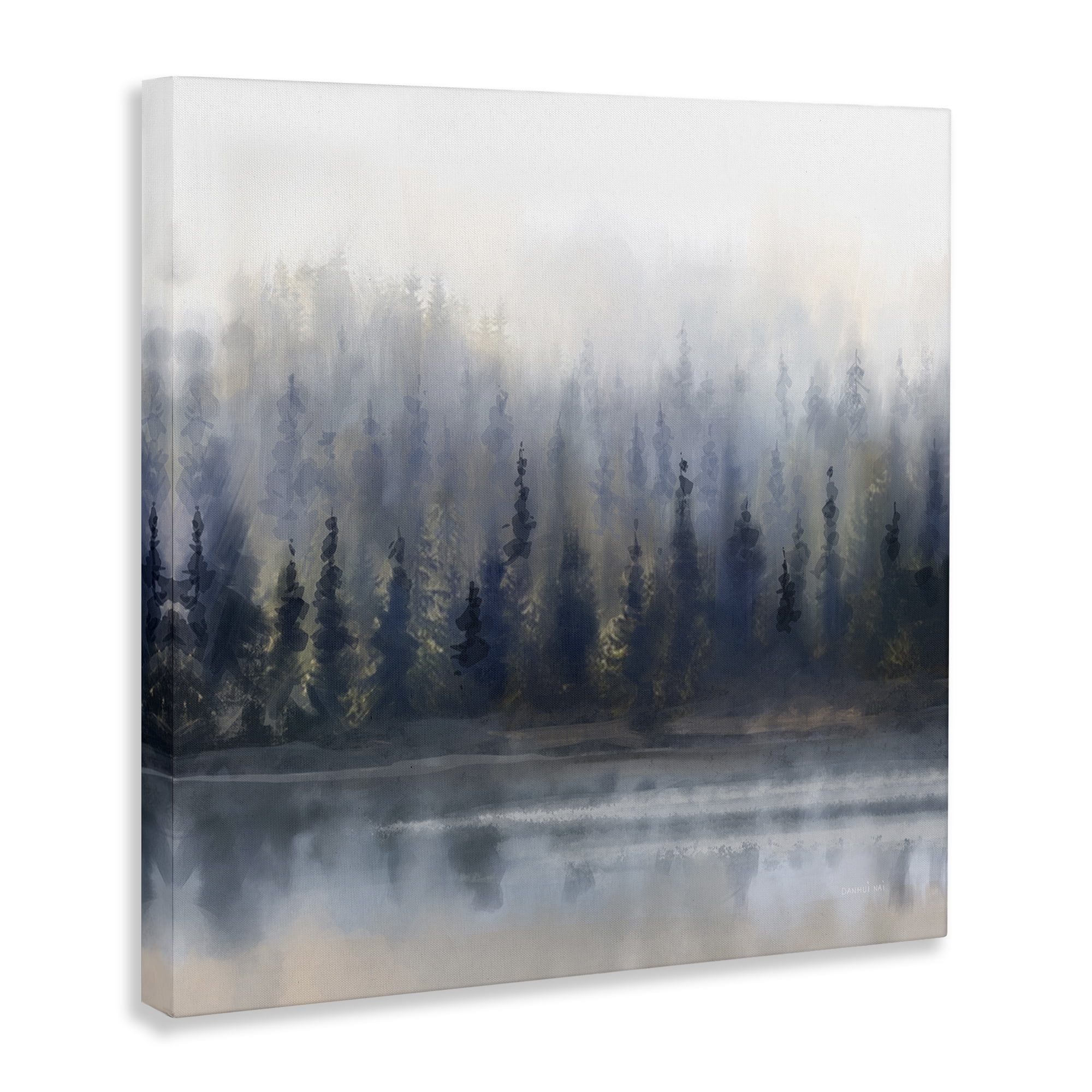 Stupell Industries Misty Gray Forest Landscape & Nature Painting Wrapped Canvas Art Print Wall Art, 24 x 24