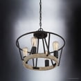 thumbnail image 5 of Urban Ambiance Luxury Industrial Chandelier, Medium Size: 12.25"H x 17.5"W, with Vintage Style Elements, Ash Black Finish, UQL2813 from the Bergen Collection, 5 of 7