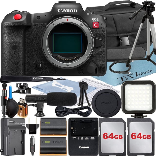 Canon EOS R5 C Mirrorless Cinema Camera (Body) with 2 Pack 64GB Memory Card + Case + ZeeTech Accessory Bundle